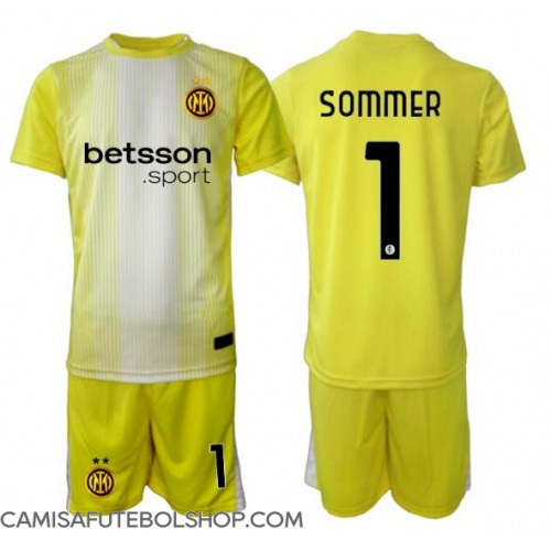 Camisa de time de futebol Inter Milan Yann Sommer #1 Goleiro Replicas 2º Equipamento Infantil 2025-26 Manga Curta (+ Calças curtas)